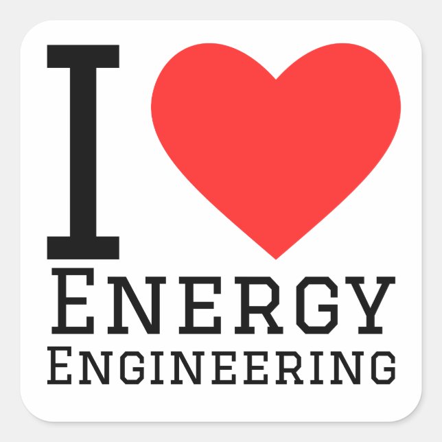 I Liebe Energietechnik Quadratischer Aufkleber (Vorderseite)