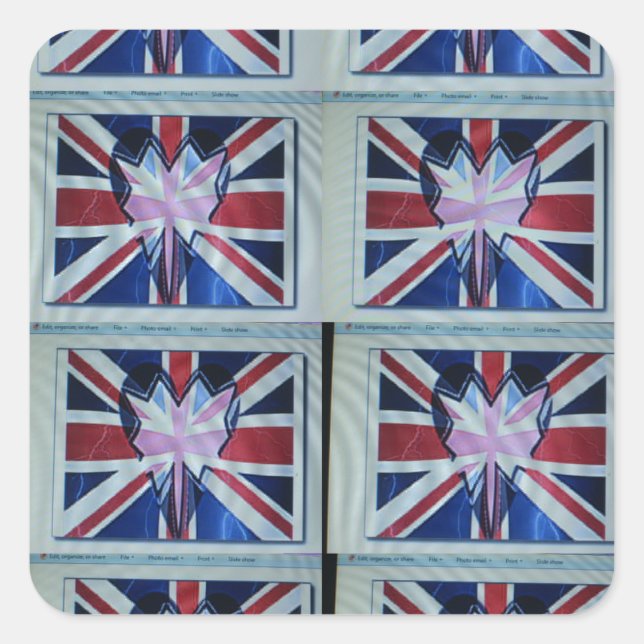 I Liebe England Art Print Quadratischer Aufkleber (Vorderseite)