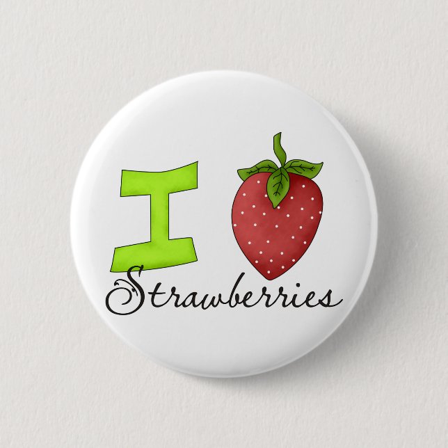I Liebe Erdbeeren Button (Vorderseite)