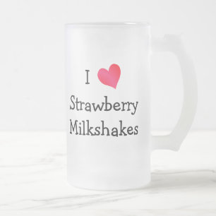 I Liebe Erdbeeren-Milchshakes Mattglas Bierglas