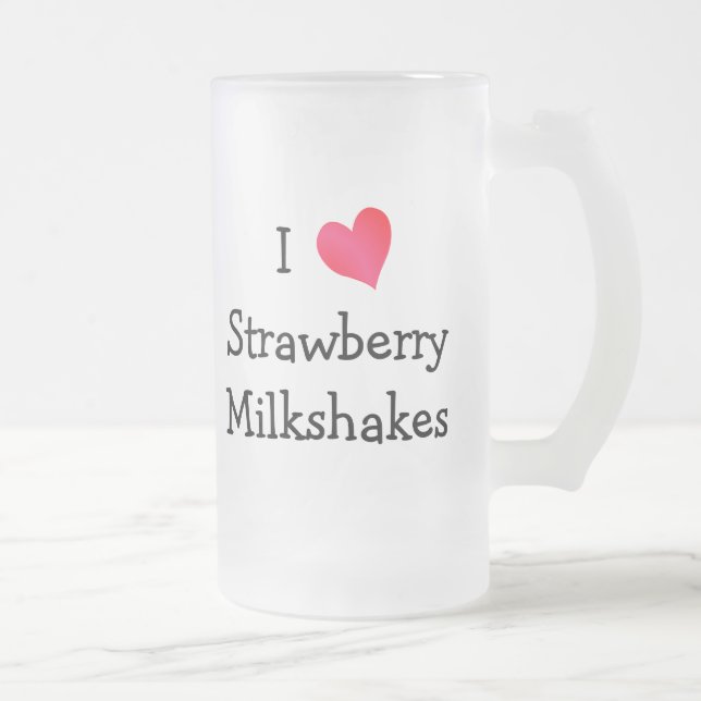 I Liebe Erdbeeren-Milchshakes Mattglas Bierglas (Rechts)
