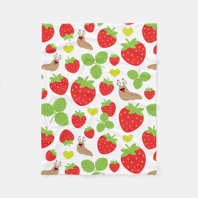 I Liebe Erdbeeren Nahtloses Muster Fleecedecke (Vorderseite)
