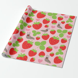 I Liebe Erdbeeren Nahtloses Muster Geschenkpapier