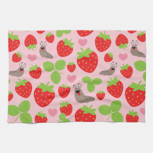 I Liebe Erdbeeren Nahtloses Muster Geschirrtuch