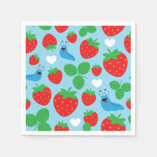 I Liebe Erdbeeren Nahtloses Muster Serviette