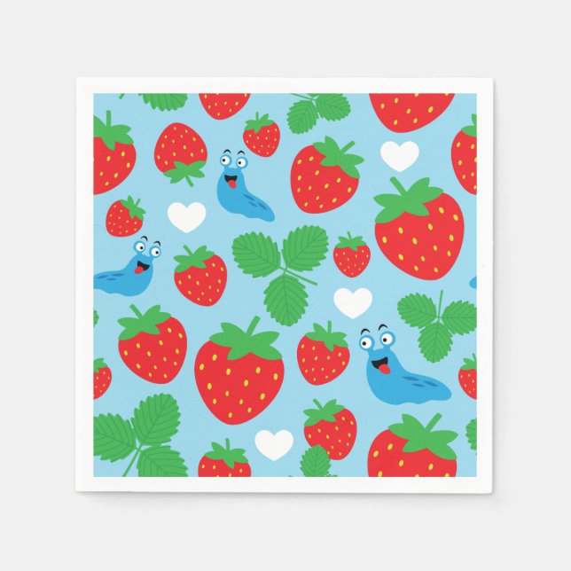 I Liebe Erdbeeren Nahtloses Muster Serviette (Vorderseite)