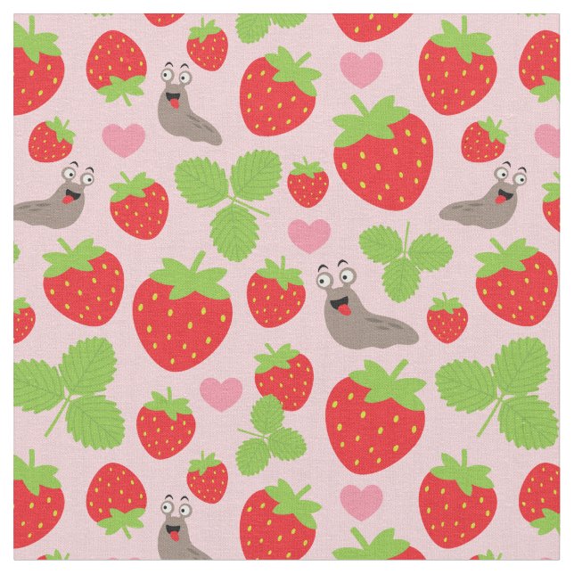 I Liebe Erdbeeren Nahtloses Muster Stoff (Nahaufnahme)