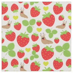 I Liebe Erdbeeren Nahtloses Muster Stoff