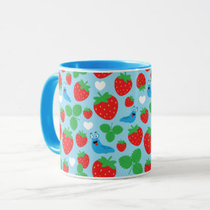 I Liebe Erdbeeren Nahtloses Muster Tasse