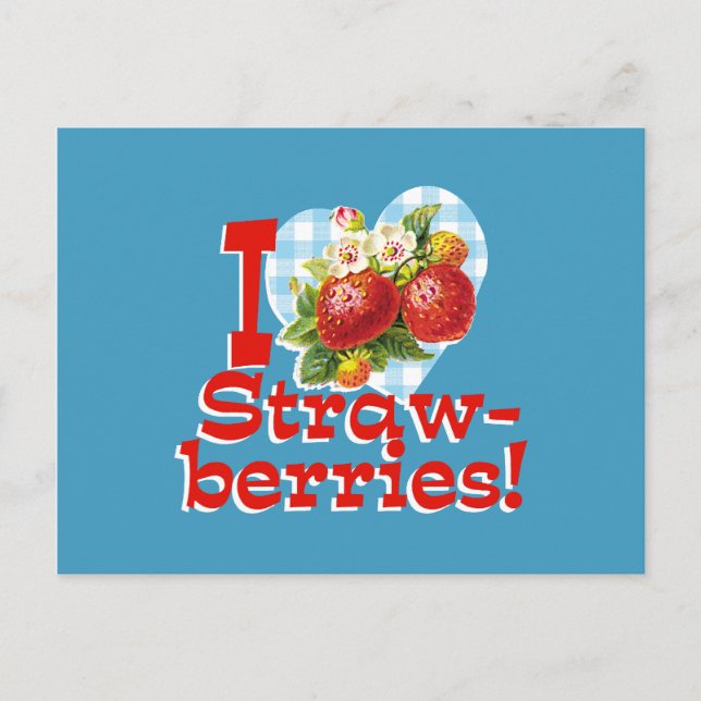 I Liebe Erdbeeren Postkarte (Vorderseite)