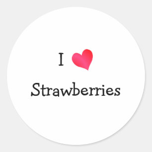 I Liebe Erdbeeren Runder Aufkleber