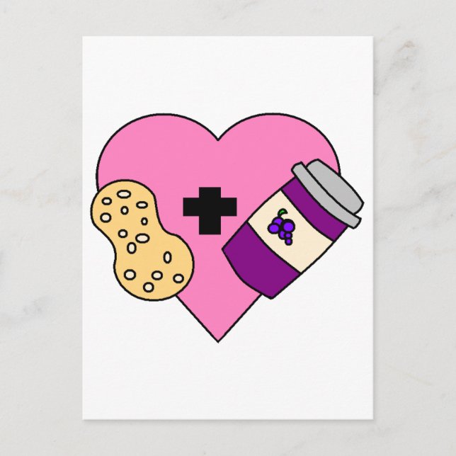 I Liebe Erdnussbutter und Gelee Postkarte (Vorderseite)