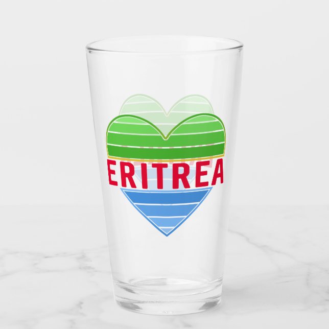 I Liebe Eritrea, Eritreer Herz Glas (Vorderseite)