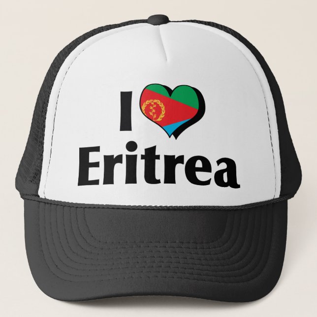 I Liebe Eritrea Flagge Truckerkappe (Vorderseite)