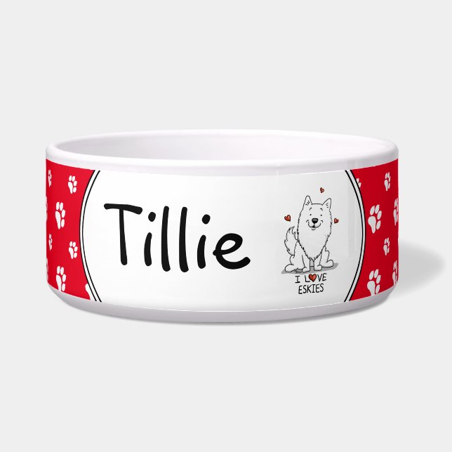 I Liebe Eskies I Liebe American Eskimo Hunde - Nie Napf (Vorderseite)