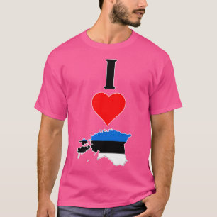 I Liebe Estland Vertikal I Herz Land Flag Karte T-Shirt
