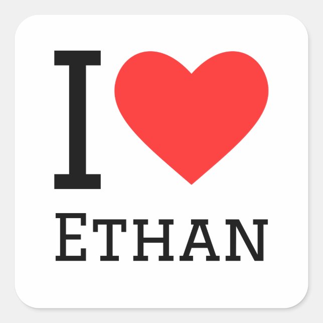 I Liebe Ethan Quadratischer Aufkleber (Vorderseite)