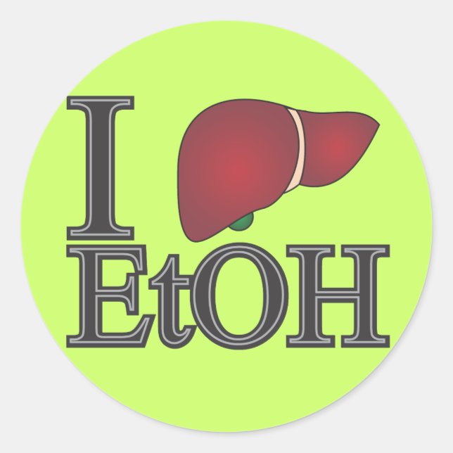 I Liebe Ethanol Runder Aufkleber (Vorderseite)
