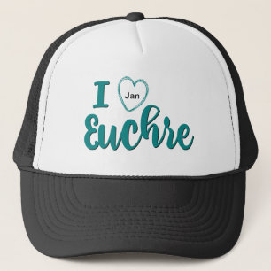 I Liebe Euchre Personalisiert Letters Design Truckerkappe