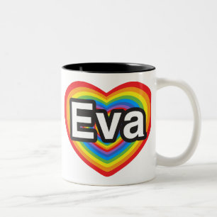 I Liebe Eva. Liebe I Sie Eva. Herz Zweifarbige Tasse
