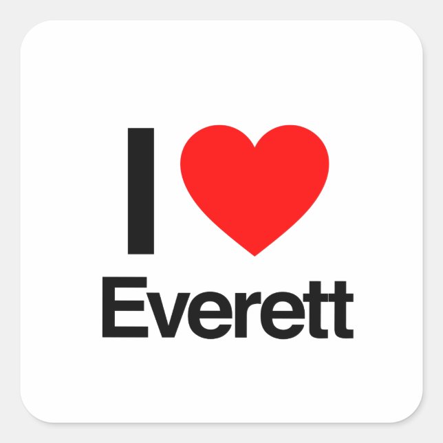 i Liebe Everett Quadratischer Aufkleber (Vorderseite)