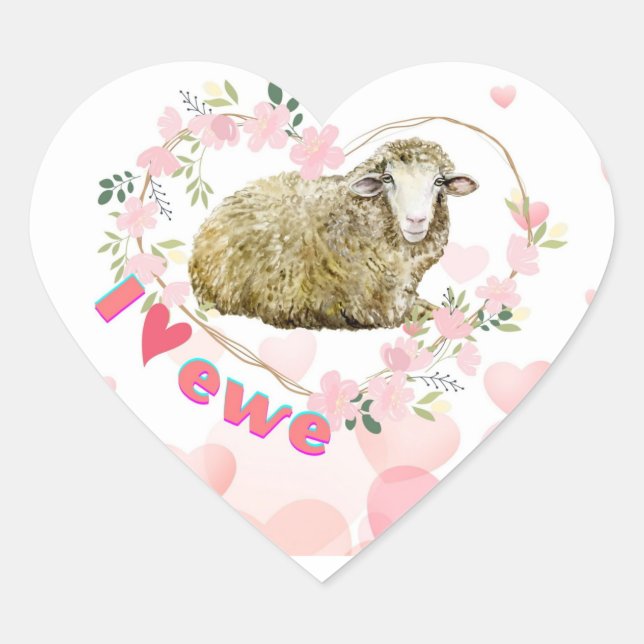I Liebe Ewe Herz-Aufkleber (Vorderseite)