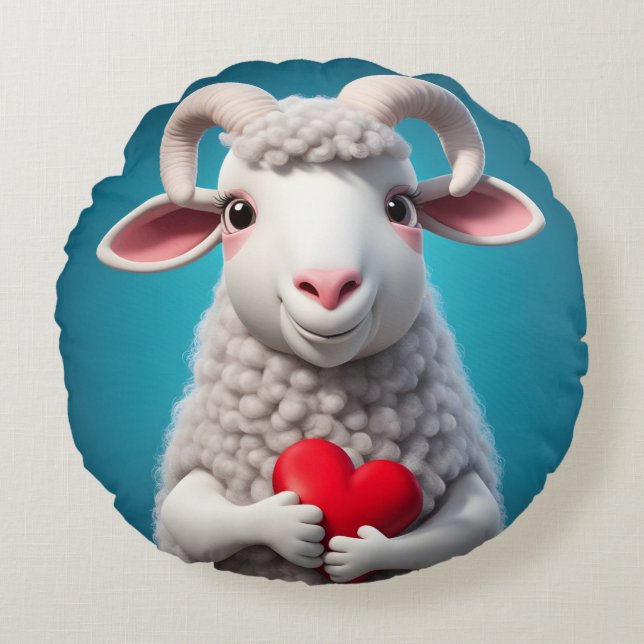I Liebe Ewe Rundes Kissen (Vorderseite)