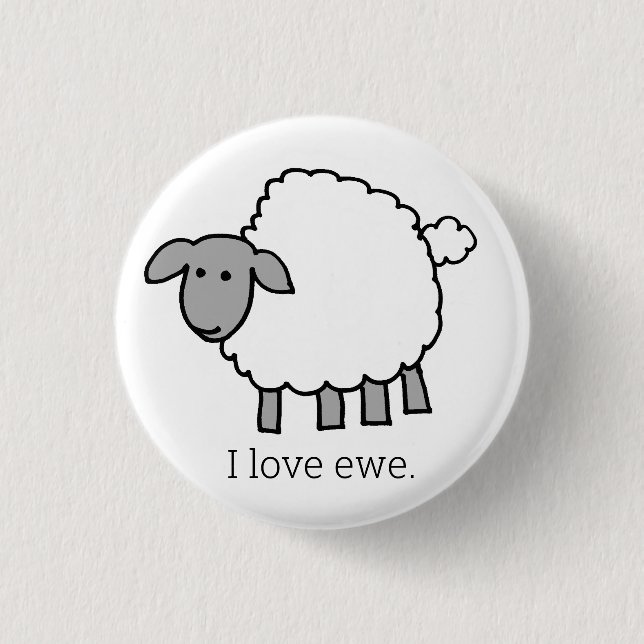 I Liebe Ewe Sheep Button (Vorderseite)
