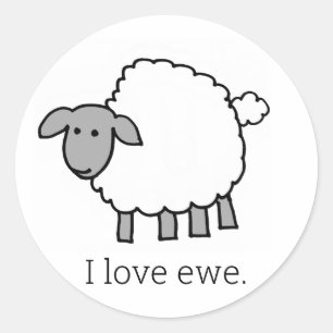 I Liebe Ewe Sheep Round Sticker