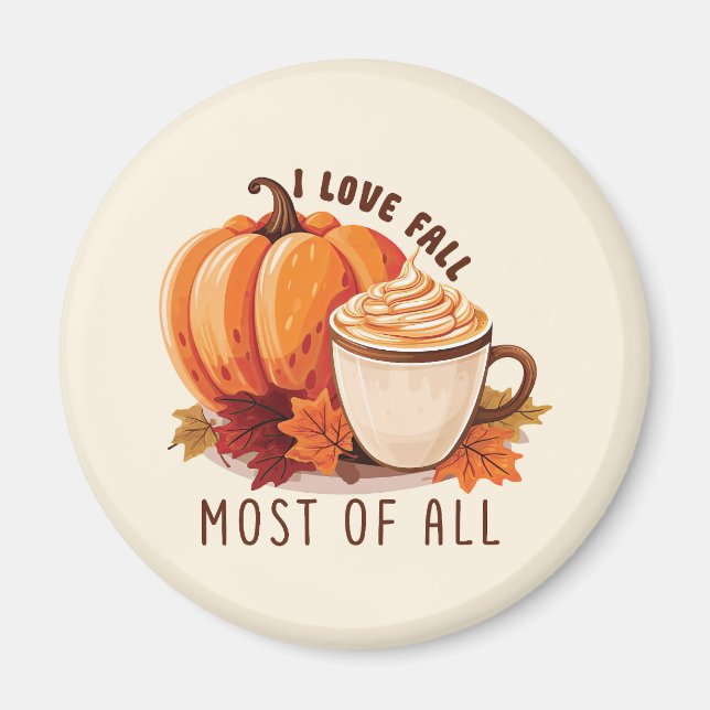 I Liebe Fall - Pumpkin und Pumpkin GewürzLatte Magnet (Vorne)