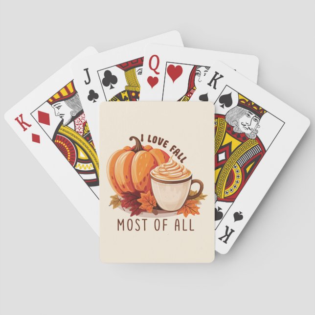 I Liebe Fall - Pumpkin und Pumpkin GewürzLatte Spielkarten (Rückseite)