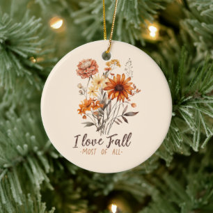 I Liebe fällt am meisten - Herbstblätter Keramik Ornament