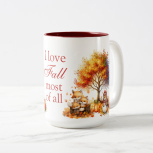 I Liebe fällt am meisten Zweifarbige Tasse