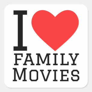 I Liebe Familienfilme Quadratischer Aufkleber