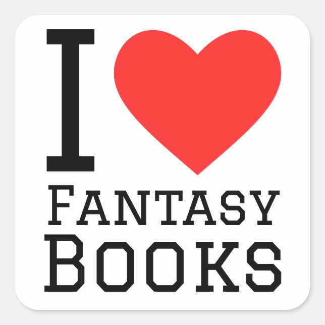 I Liebe Fantasy-Bücher Quadratischer Aufkleber (Vorderseite)