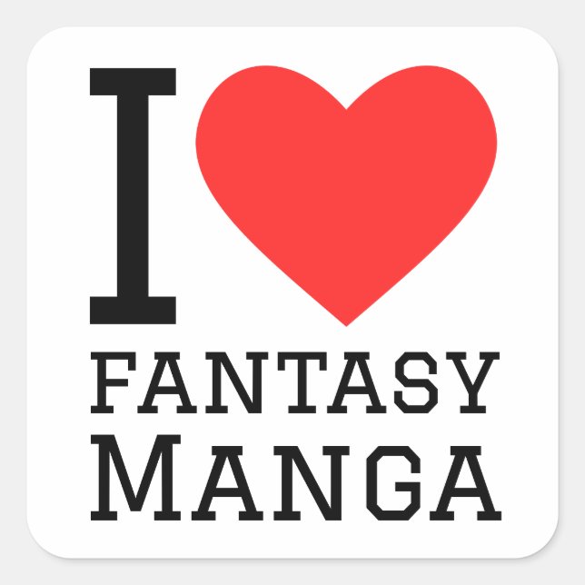 I Liebe Fantasy Manga Quadratischer Aufkleber (Vorderseite)