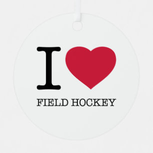 I LIEBE FELD HOCKEY ORNAMENT AUS METALL