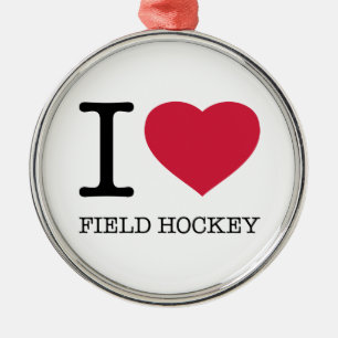 I LIEBE FELD HOCKEY ORNAMENT AUS METALL