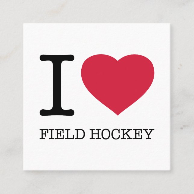 I LIEBE FELD HOCKEY QUADRATISCHE VISITENKARTE (Vorderseite)