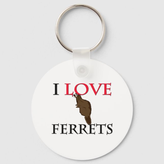 I Liebe Ferrets Schlüsselanhänger (Vorderseite)