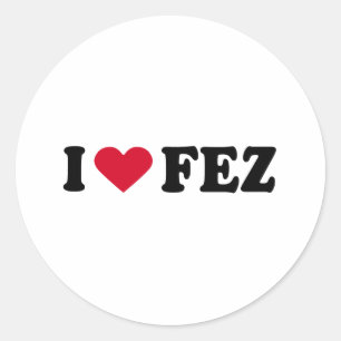 I LIEBE FEZ RUNDER AUFKLEBER