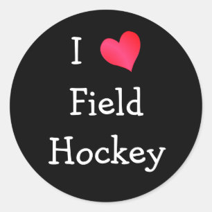 I Liebe Field Hockey Runder Aufkleber