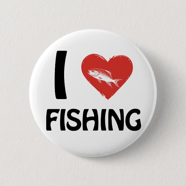 I Liebe Fischerei Button (Vorderseite)