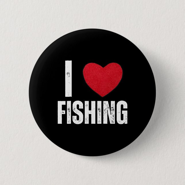 I Liebe Fischerei Geschenke für Kinder Fischen Män Button (Vorderseite)