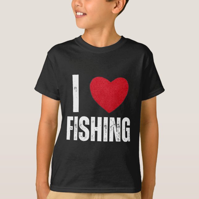 I Liebe Fischerei Geschenke für Kinder Fischen Män T-Shirt (Vorderseite)
