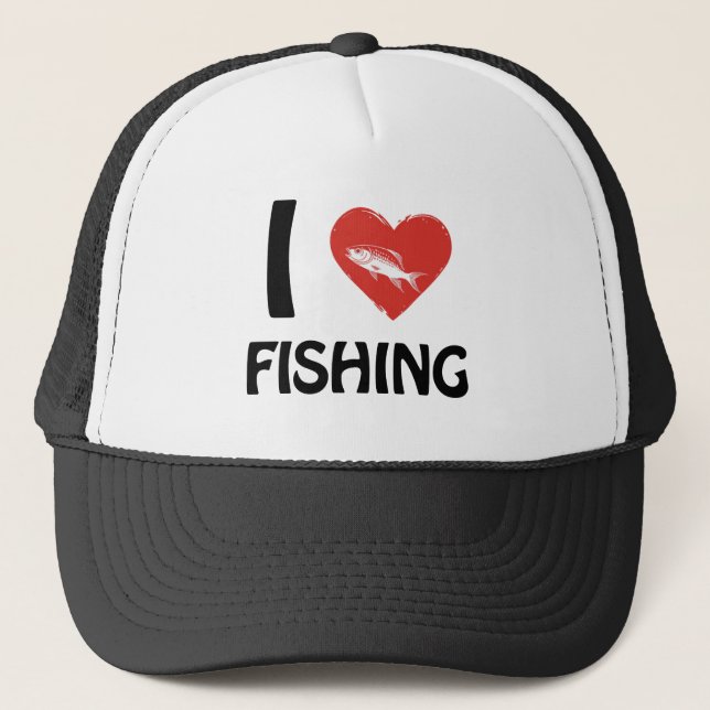 I Liebe Fischerei Truckerkappe (Vorderseite)