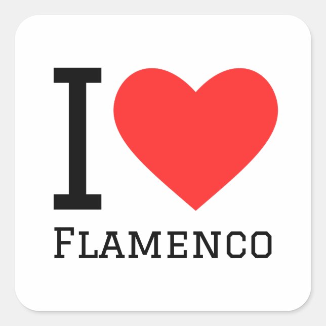 I Liebe Flamenco Quadratischer Aufkleber (Vorderseite)