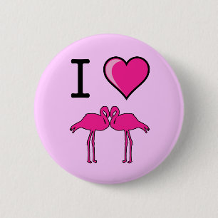 I Liebe-Flamingo-Knopf Button