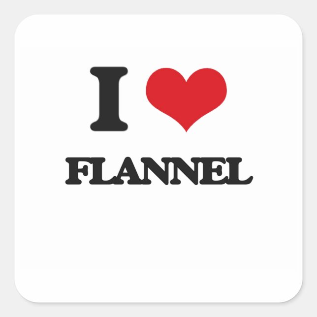 i LIEBE fLANNEL Quadratischer Aufkleber (Vorderseite)