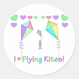 I Liebe-fliegende Drachen Runder Aufkleber